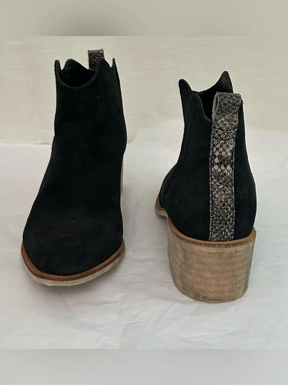 Crevo Black Suede Chukka‎ Boots with Stacked Wood Heel